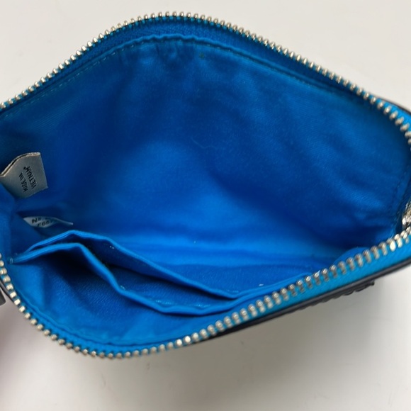 Coach Colorblock Corner Zip Small Navy Azure Blue Wristlet - Picture 3 of 6